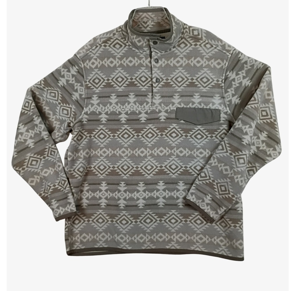 Southern Grit Pullover Aztec Fleece Mens XL Grey Heavy Vintage Outdoor Sweater
